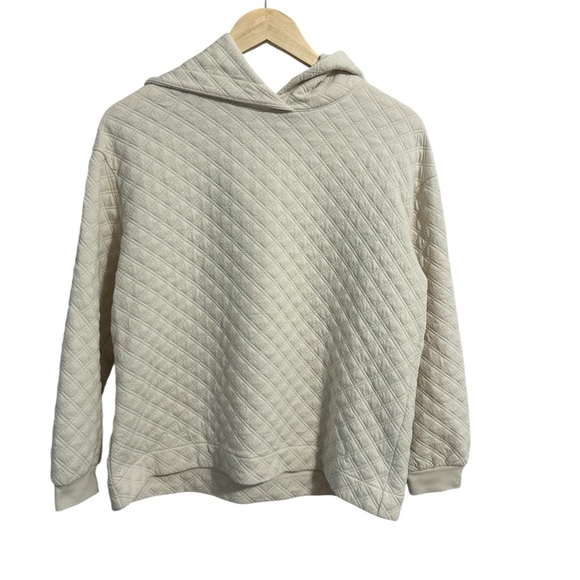 Madewell Cream (Re)sourced Quilted Hoodie Sweatshirt Oversized Boxy Cozy Size XS - Picture 1 of 6